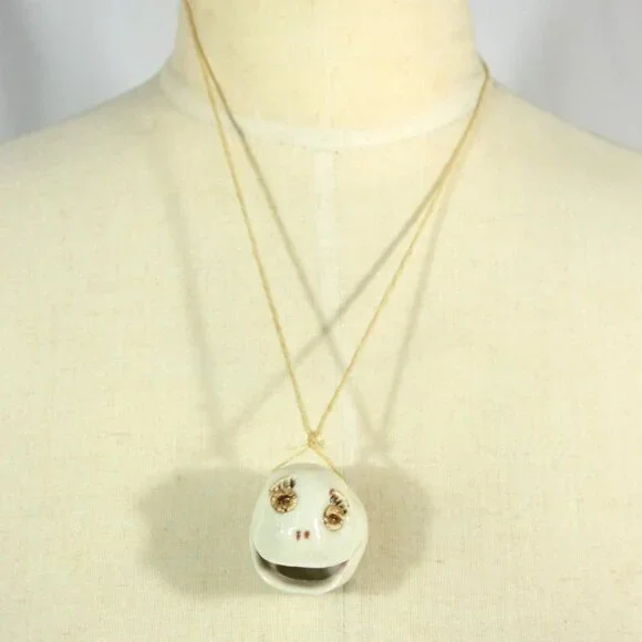 Handmade Ceramic Funny Face Head Chunky Statement Pendant Charm by The Muddler - Picture 2 of 7